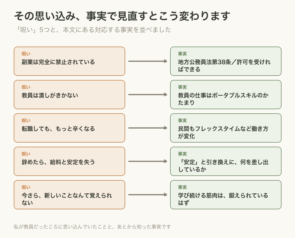 5つの思い込みと、あとから知った事実