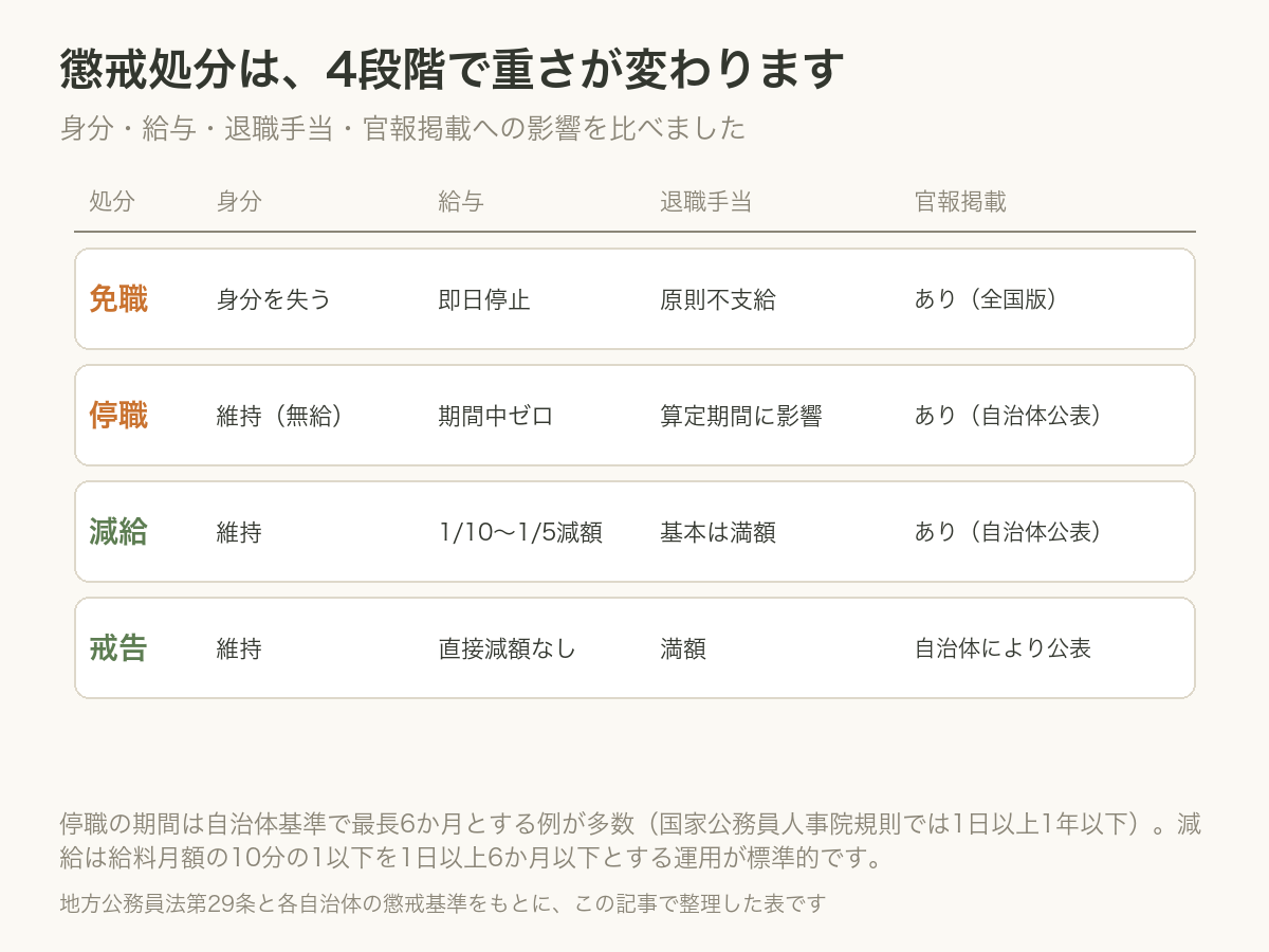 懲戒処分4段階の比較