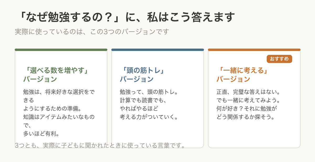 「なぜ勉強するの？」への3つの答え方